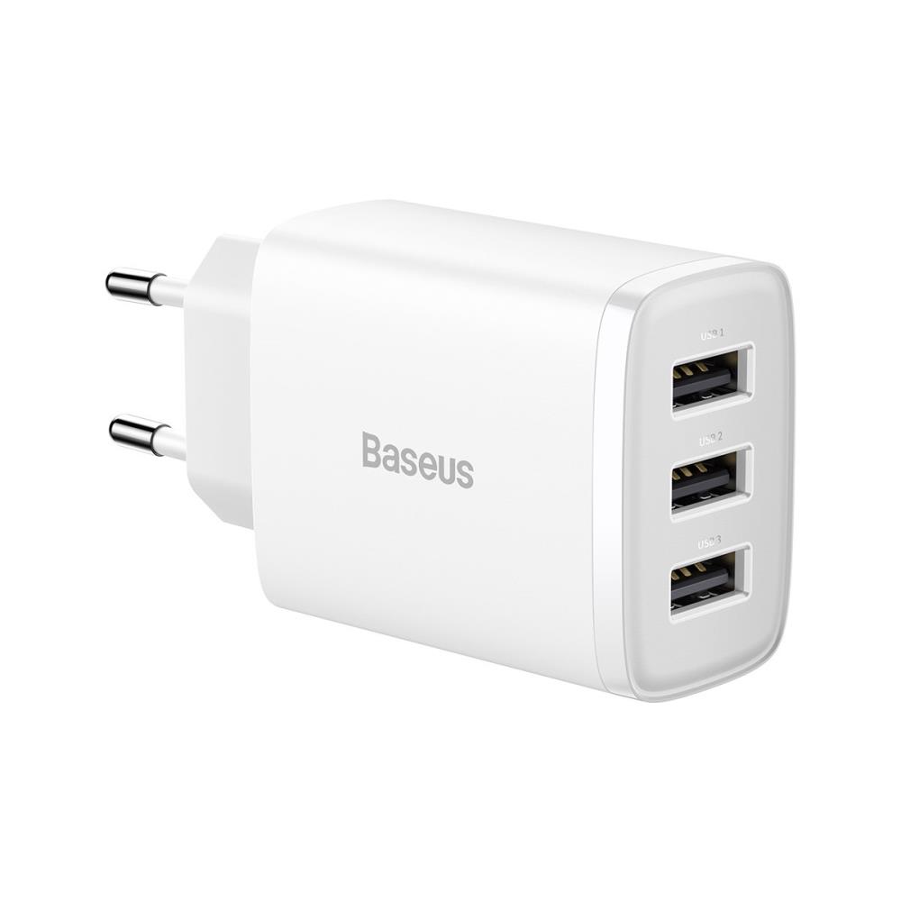 Baseus CCXJ020102 3x USB-A 3.4 A (BSU3406WHT) iekārtas lādētājs