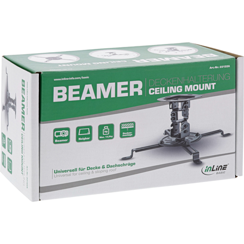 InLine Basic Beamer Deckenhalterung - 15cm - max. 13,5kg (23122A) 4043718284306 statīvs