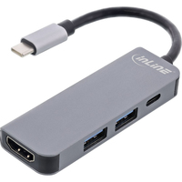 InLine Multifunktions-Hub USB 3.2, 1x USB-C, 2x USB-A, HDMI, USB centrmezgli