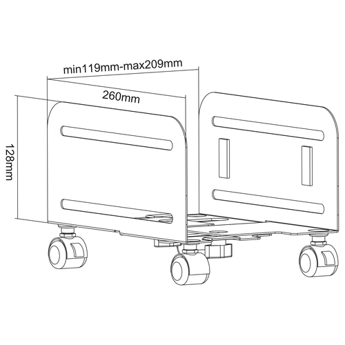 INLINE - Wagen für PC case - Stahl - Schwarz 4043718294053