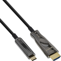 INLINE - Adapterkabel - USB-C männlich bis HDMI männlich - 15 m - Hybrid Kupfer/Kohlefaser - Schwarz - rund, Active Optical Cable (AOC), unt