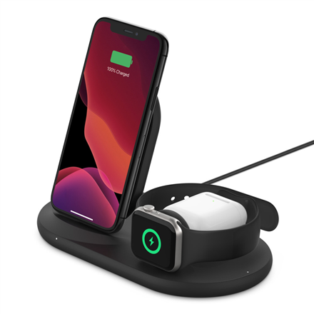 Belkin 3-in-1 wirel. Charger for Apple Watch/iPhone, black iekārtas lādētājs