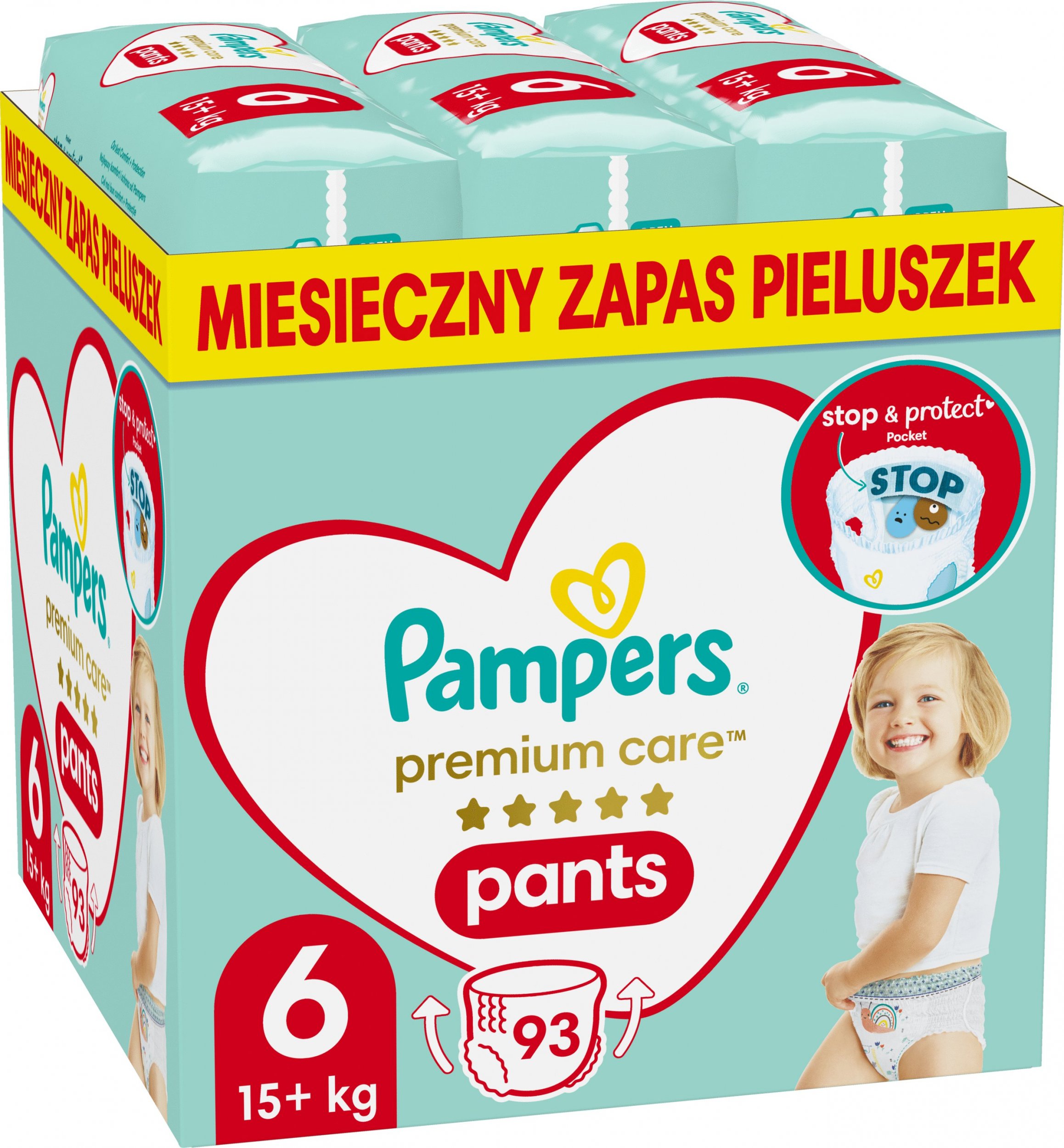 Pieluszki Pampers Pants Premium Care 6, 15+ kg, 93 szt.