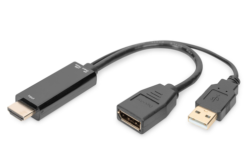 DIGITUS 4K HDMI Adapter - HDMI auf DisplayPort 0,2m schwarz adapteris