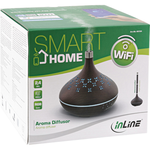 InLine® SmartHome Ultraschall Aroma Diffusor, Luftbefeuchter, Ambientelicht, Google Home und Amazon Alexa kompatibel (40154) 4043718286829