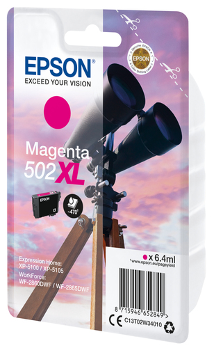 Epson 502XL - 6.4 ml - High Capacity - Magenta - Original - RF / Acoustic Alarm Blister - Ink Cartridge - for Expression Home XP-5100, WorkF