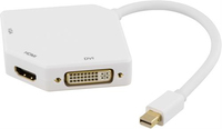 Deltaco DP-MULTI2 video cable adapter 0.15 m Mini DisplayPort DVI-D + VGA (D-Sub) + HDMI White 0553006000226