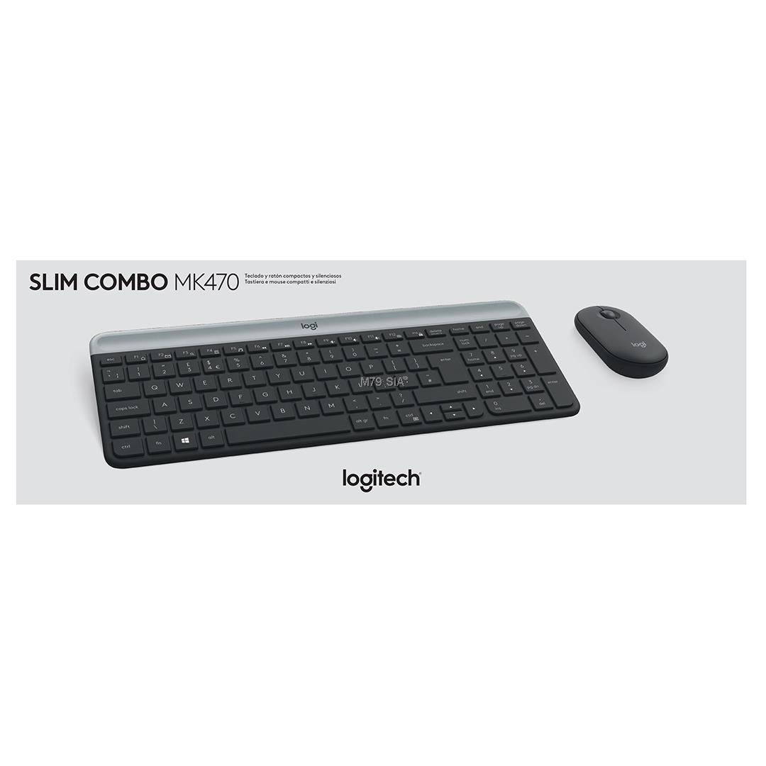 LOGITECH Slim Wireless Keyboard and Mouse Combo MK470 - GRAPHITE - PAN - 2.4GHZ - NORDIC klaviatūra