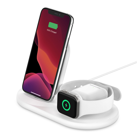 Belkin 3-in-1 wirel. Charger for Apple Watch/iPhone, white iekārtas lādētājs