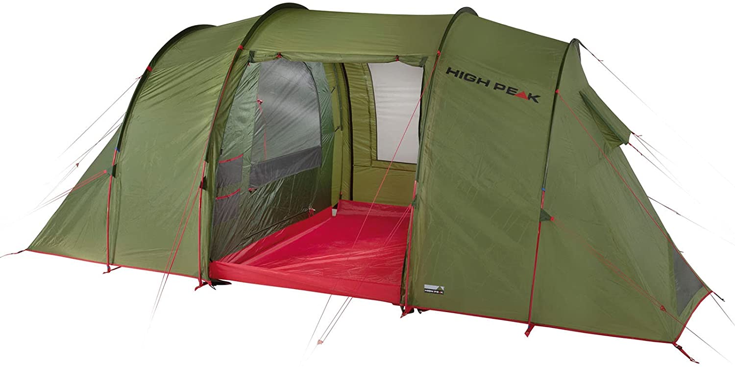 High Peak Vis a Vis tunnel tent Goose 4 LW (olive green/red, with 2 bedrooms, model 2022) 10333 (4001690103336)