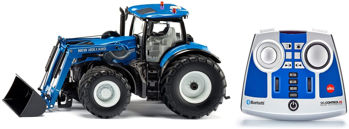 SIKU CONTROL New Holland T7.315 with front loader and Bluetooth remote control module, RC (blue/black, 1:32) 6798 (4006874067985) Radiovadāmā rotaļlieta