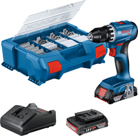 Bosch Cordless Drill GSR 18V-45 Professional, 18V (blue/black, 2x Li-Ion battery 2.0Ah, 82-piece accessory set, in L-case)