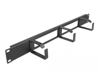 Rack-Kabelmanagementblech mit Haken - 2 openings and 3 hooks - Schwarz - 1U -... datortīklu aksesuārs