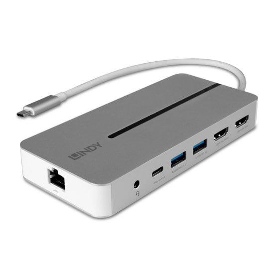 LINDY DST-Mx Duo, USB C 4K Mini Laptop/Macbook Dockingstatio dock stacijas HDD adapteri