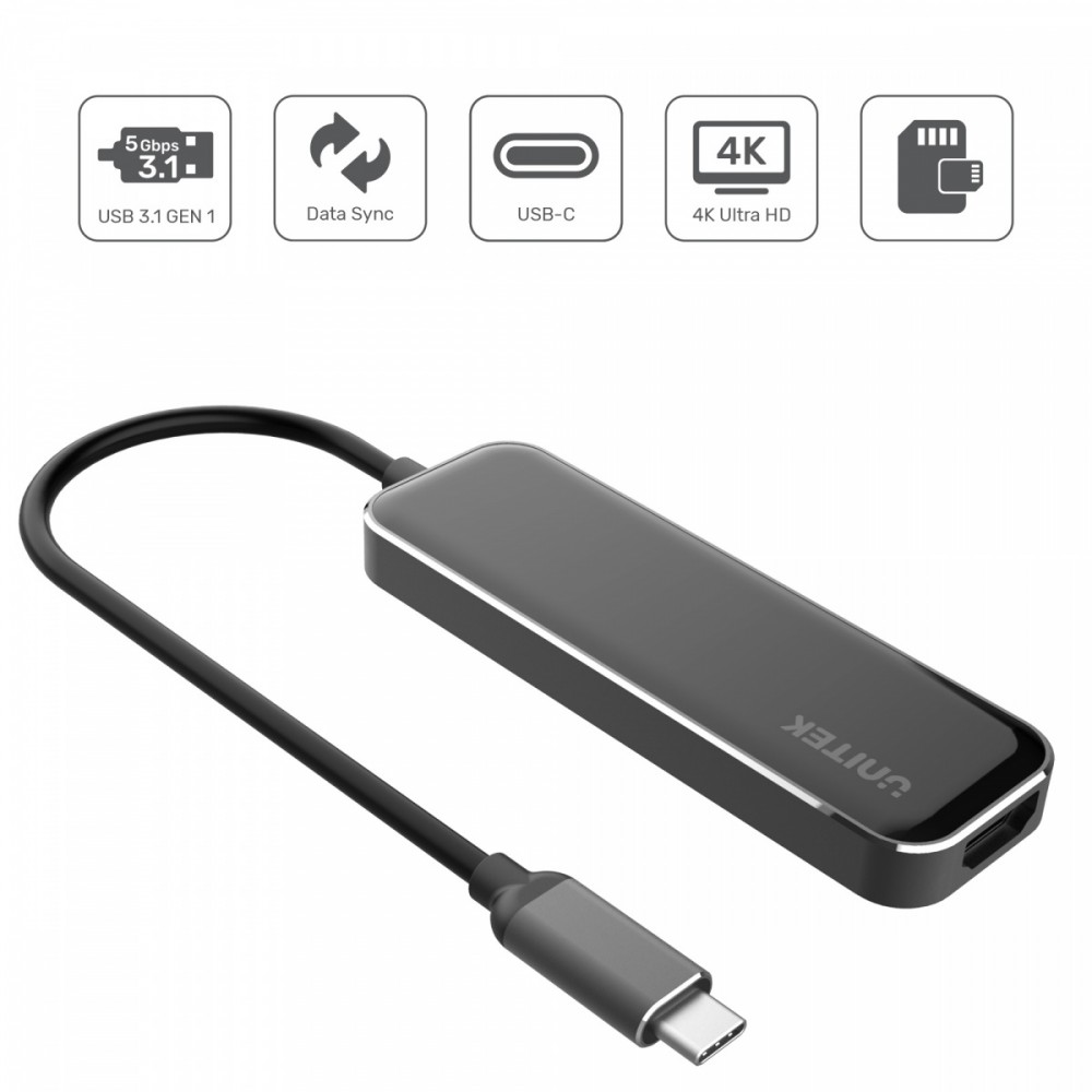 UNITEK Hub USB-C 2 x USB 3.1 kabelis, vads