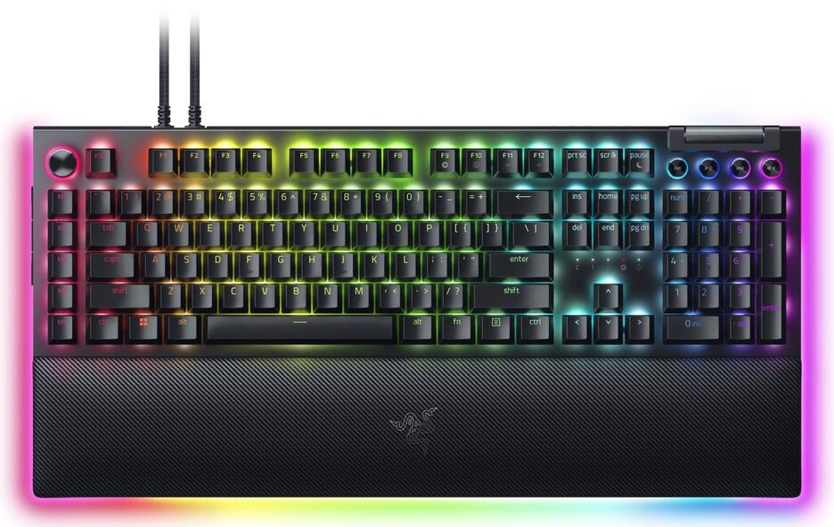 Razer BlackWidow V4 Pro Tastatur (Mechanischer Green Switch, USB, deutsches Layout, RGB) klaviatūra