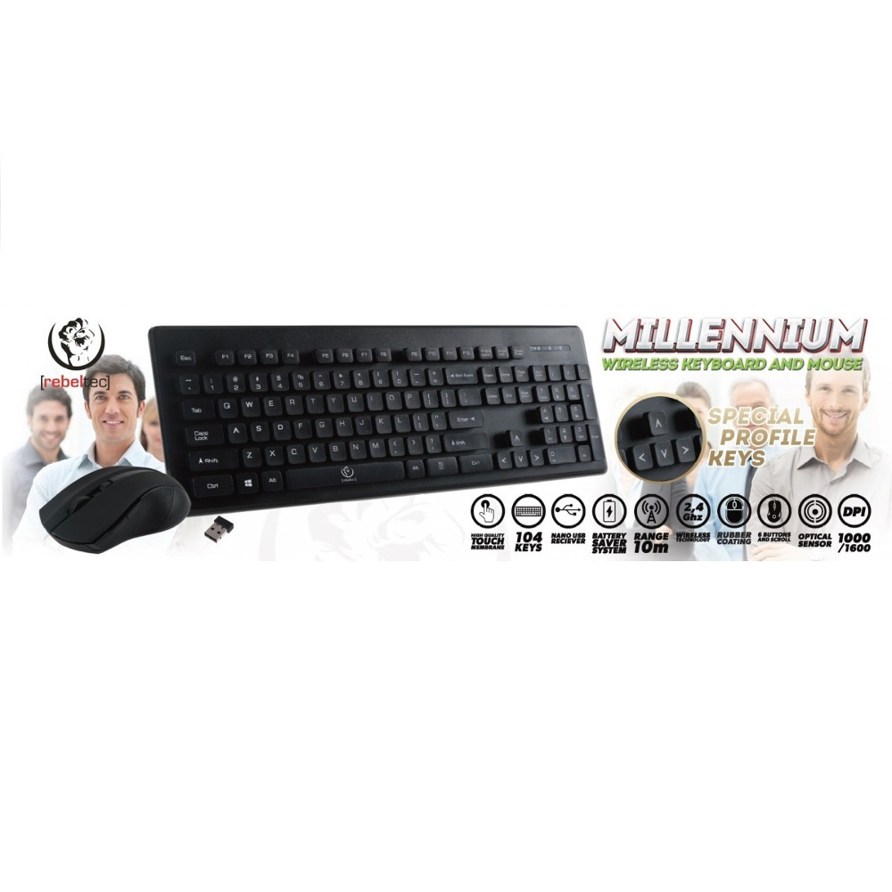 Rebeltec Wireless set keyboard+mouse Milleniu RBLKLA00025 klaviatūra