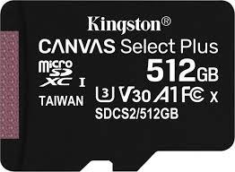 KINGSTON 512GB micSDXC Canvas SelectPlus atmiņas karte