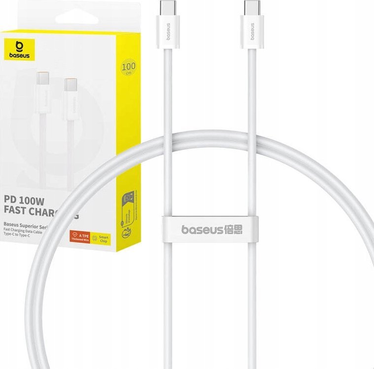 Baseus USB-C / USB-C cable Baseus Superior 2 100W 1m white USB kabelis