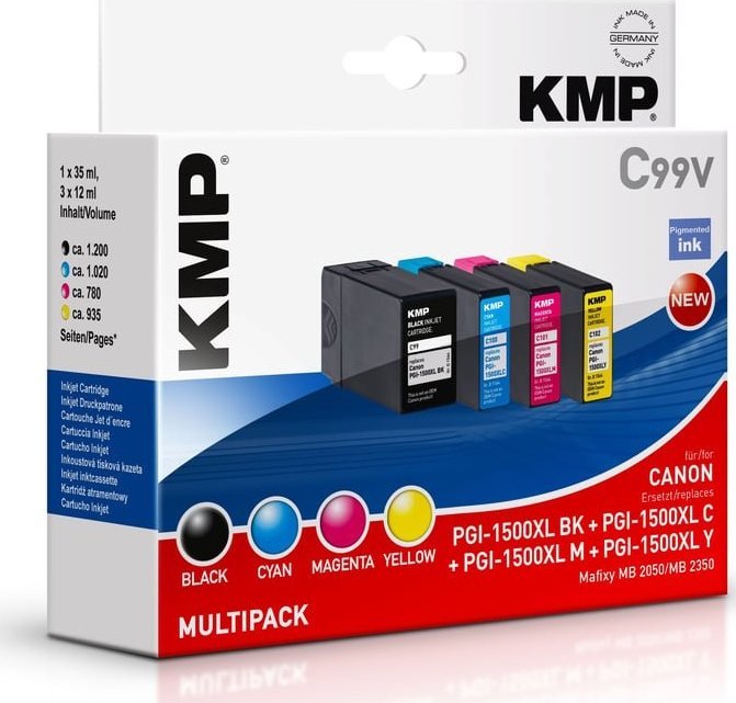 KMP C99V Multipack BK/C/M/Y compatible w.  Canon PGI-1500 XL