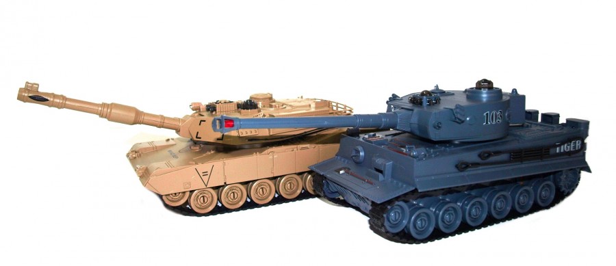 The set of tanks fighting each other - M1A2 Abrams and German Tiger v2 2.4GHz 1:28 RTR