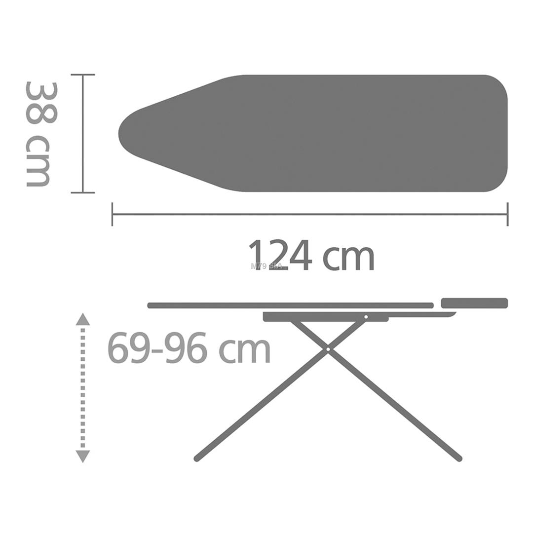 BRABANTIA gludināmais dēlis B, 124x38cm, fresh blue 218767 gludināmais dēlis, veļas žāvētājs