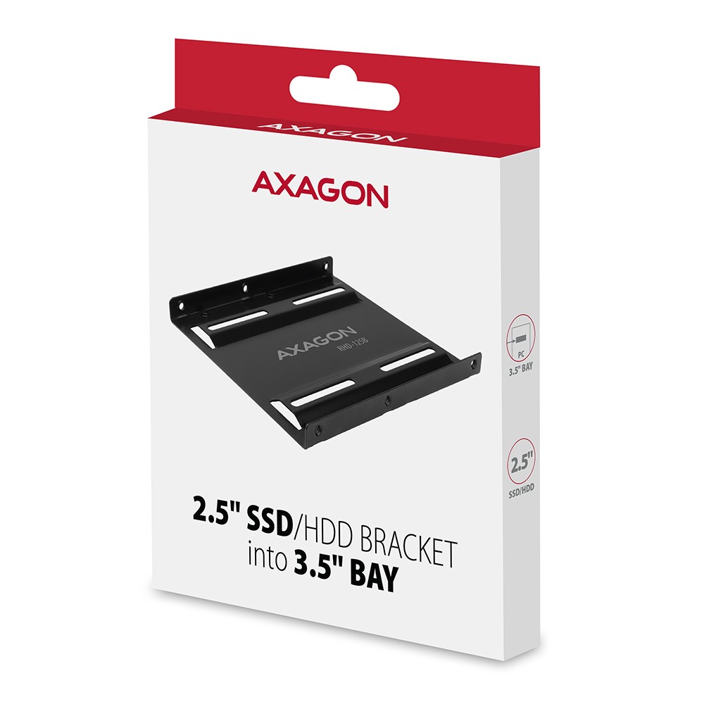 AXAGON RHD-125B Reduction for 1x 2.5" HDD into 3.5" position, black cietā diska korpuss