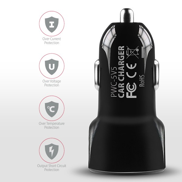 AXAGON PWC-5V5 car charger Smart 5V 2,4A + 2,4A, 24W, black portatīvo datoru lādētājs