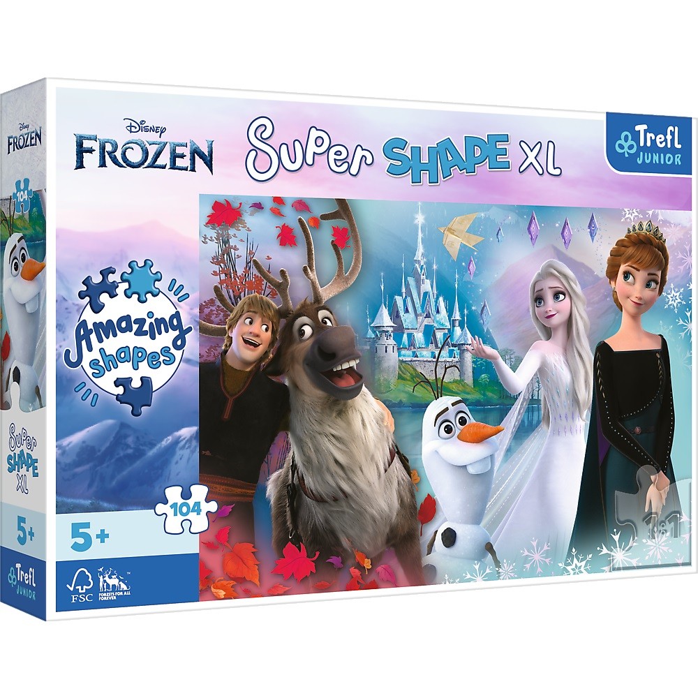 TREFL Puzzle 104 elements XL Super Shape It is fun in the world of Anna and Elsa, Frozen puzle, puzzle