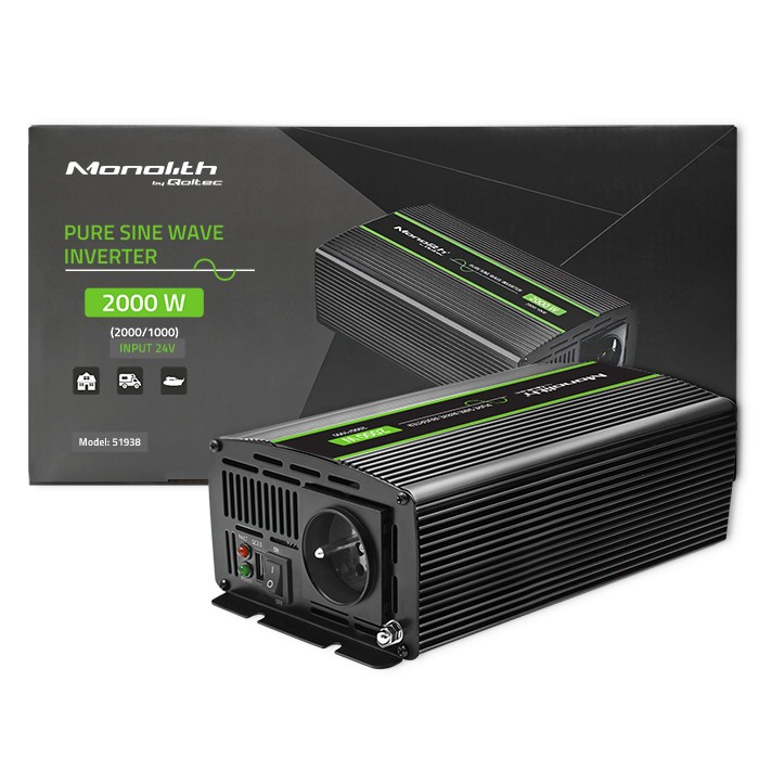 Pure Sine Wave Inverter Monolith, 1000W, 2000W 51938 (5901878519388) Strāvas pārveidotājs, Power Inverter