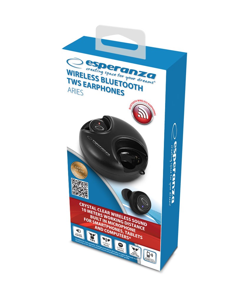 Esperanza EH228K Bluetooth In-Ear Headphone TWS Black austiņas