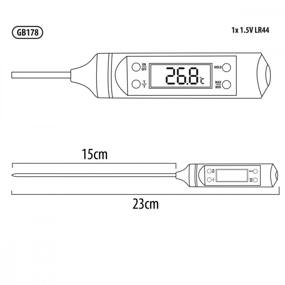 Food thermometer digit. probe GbeenBlue GB178 GB178 (5902211122081) Augļu žāvētājs