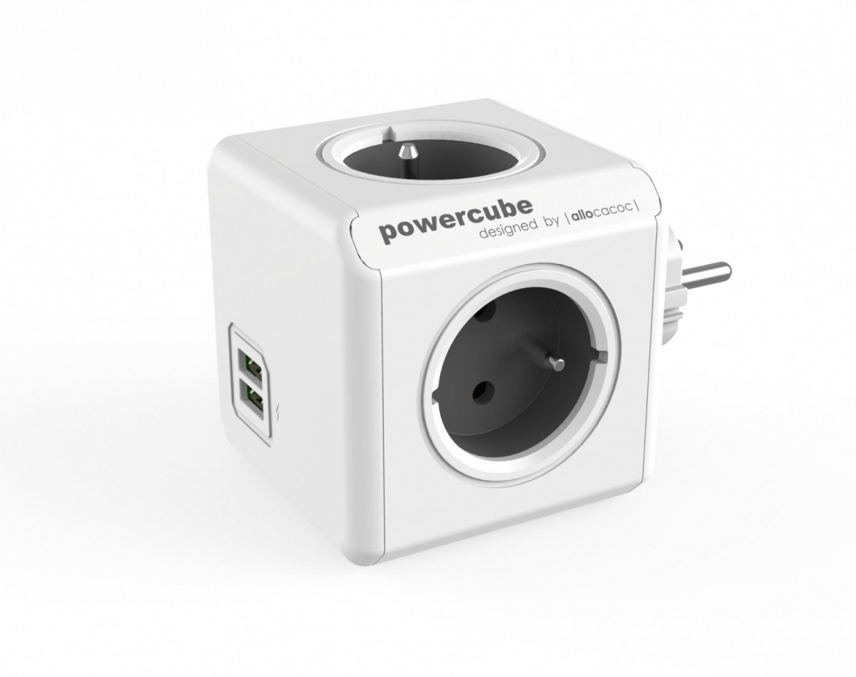 PowerCube Original USB 2202 Grey elektrības pagarinātājs