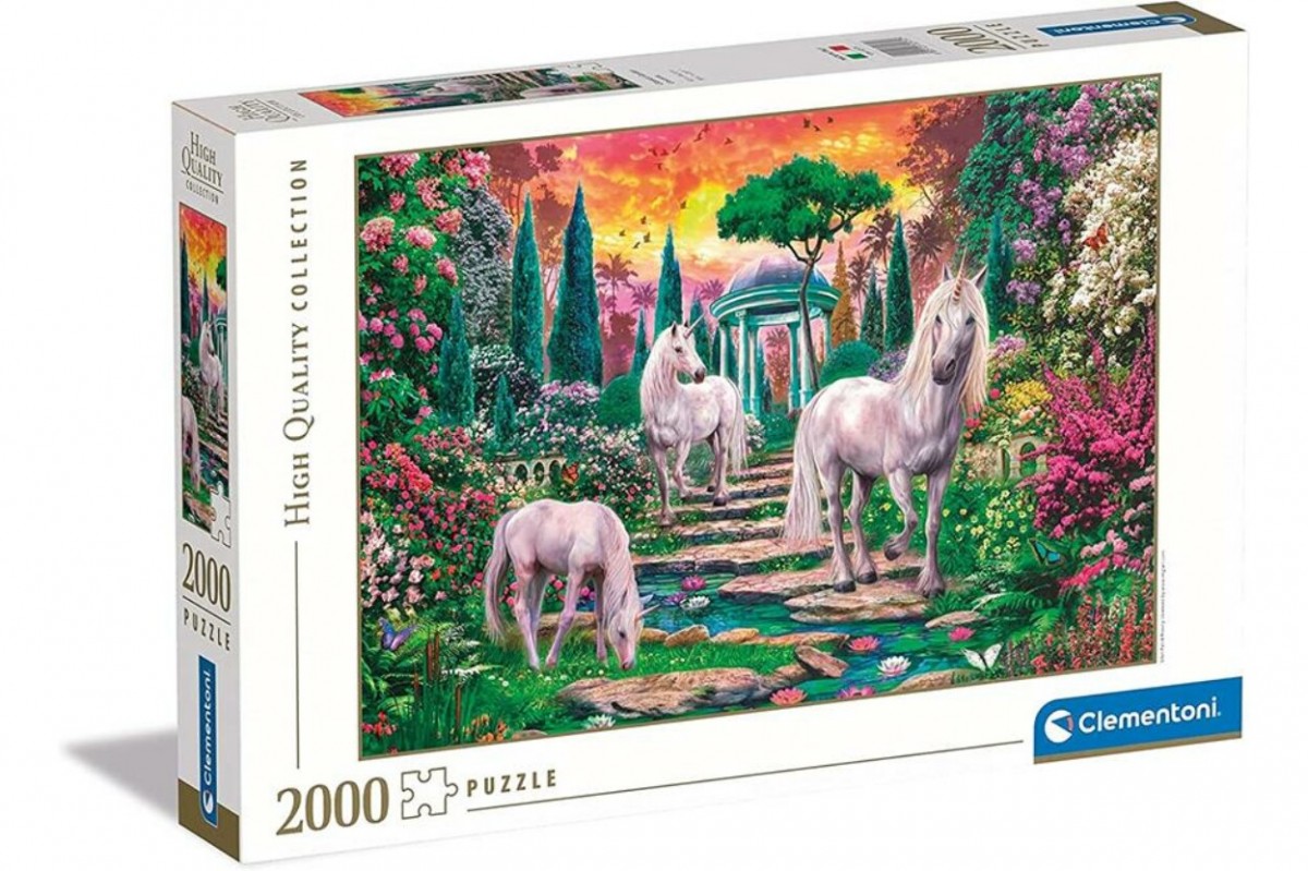 Puzzle 2000 elements High Quality - Classical Garden Unicorns puzle, puzzle