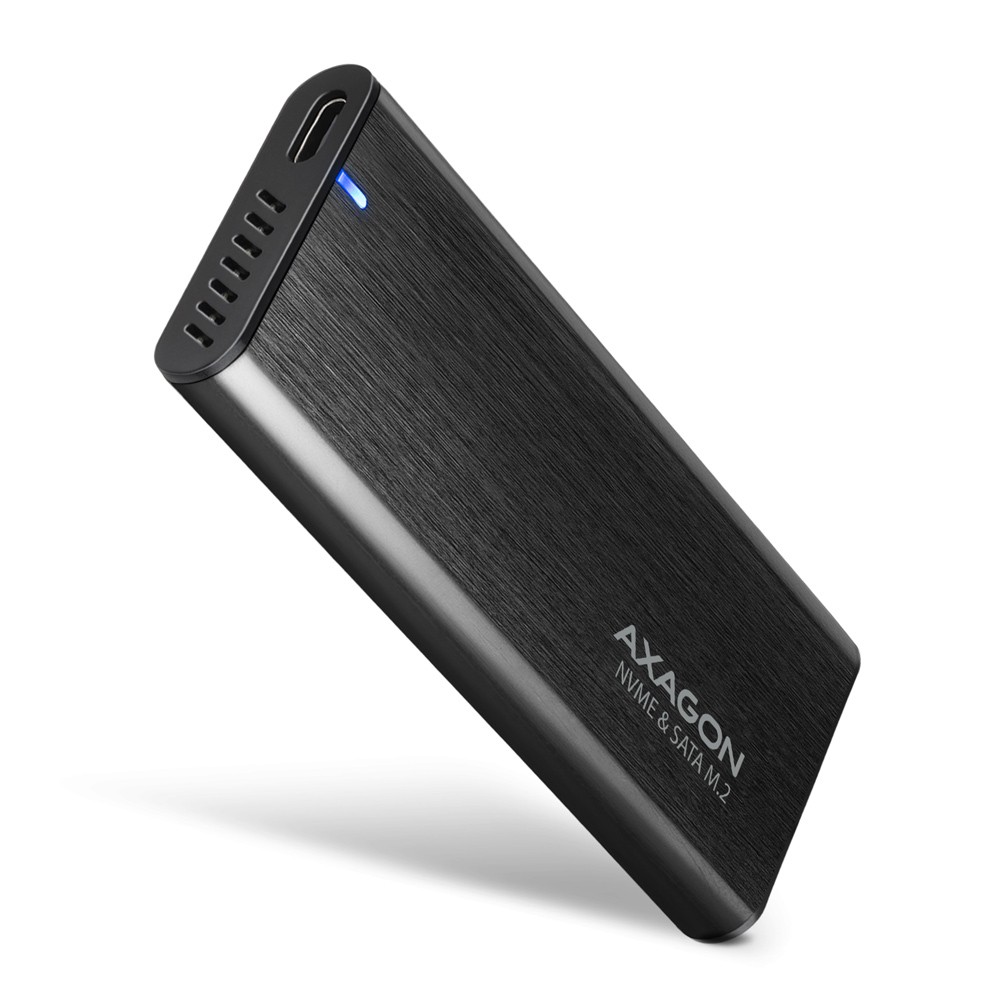 Axagon External USB-C 3.2 Gen 2 metal box for M.2 NVMe & SATA SSD disks. Screwless. cietā diska korpuss