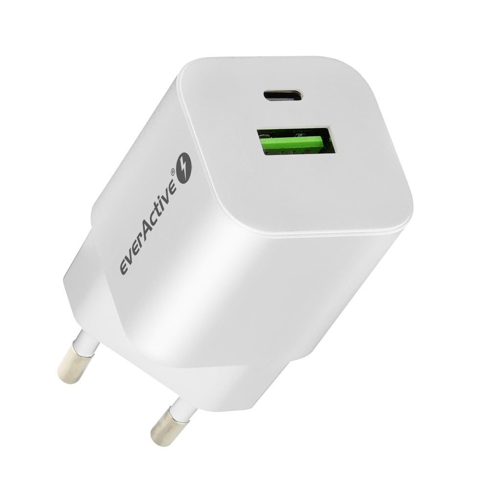 CHARGER USB/USB-C QC3.0 30W WHITE iekārtas lādētājs