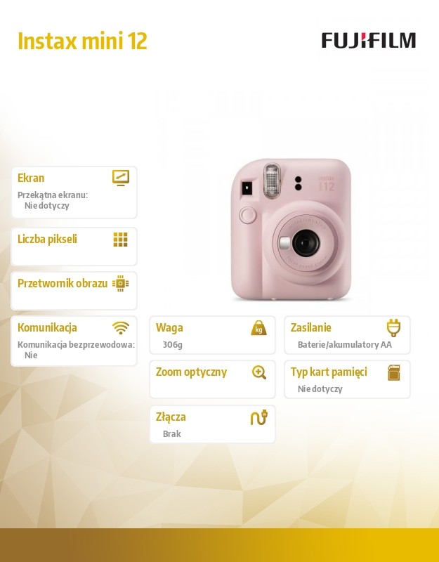 Camera Instax mini 12 pink FujiFilm Instax mini 12 blossom pink (4547410489071) Digitālā kamera