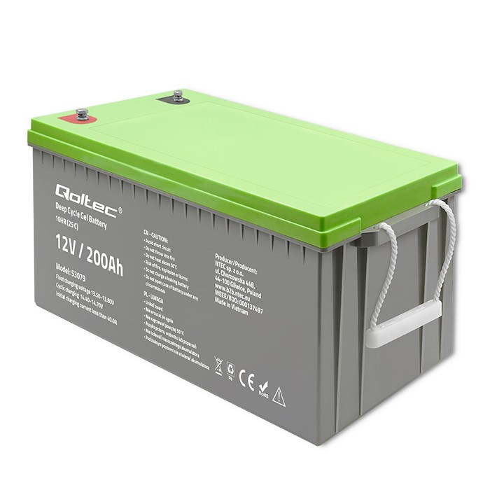 Deep cycle gel battery 12V, 200Ah 53079 (5901878530796) UPS aksesuāri