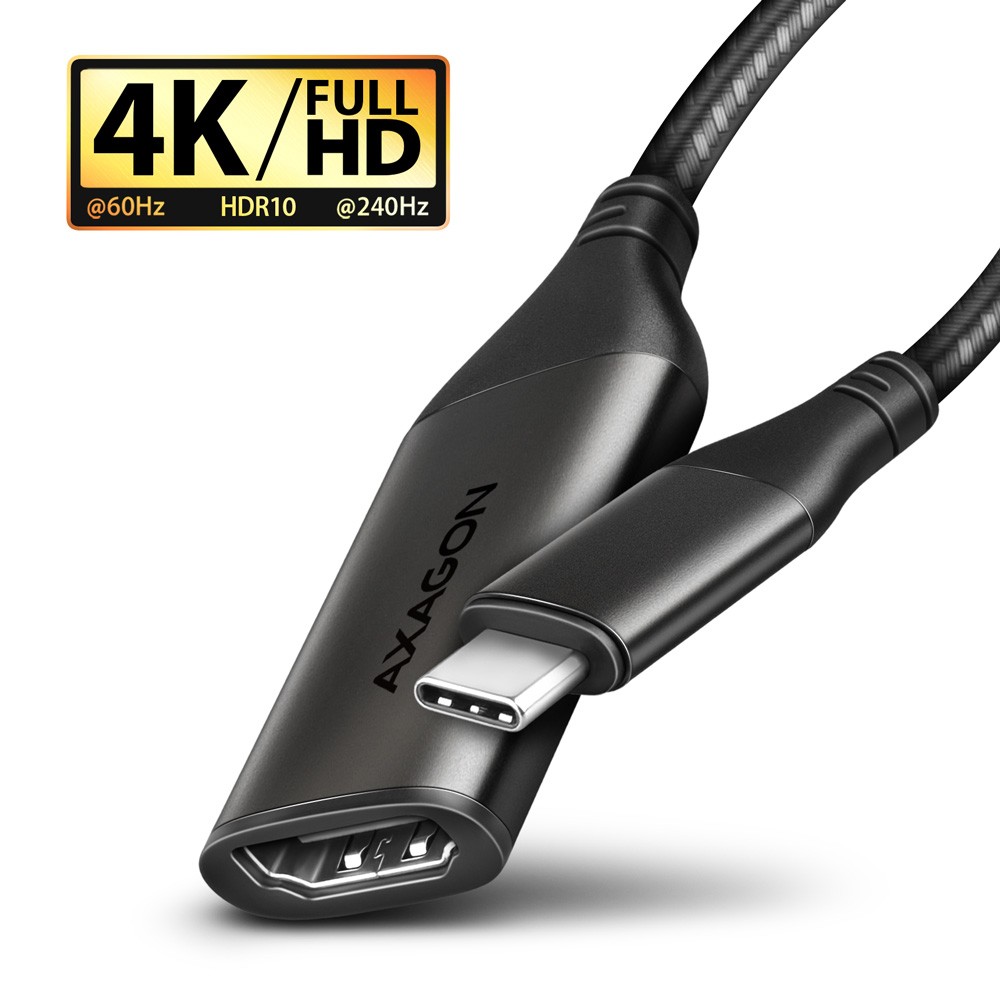 AXAGON RVC-HI2M USB-C zu HDMI 2.0 Adapter, 4K/60Hz, Aluminum - 25 cm kabelis video, audio
