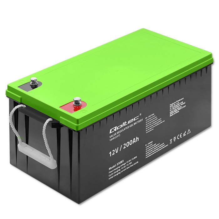 QOLTEC 53083 Gel Battery 12V 200Ah UPS aksesuāri