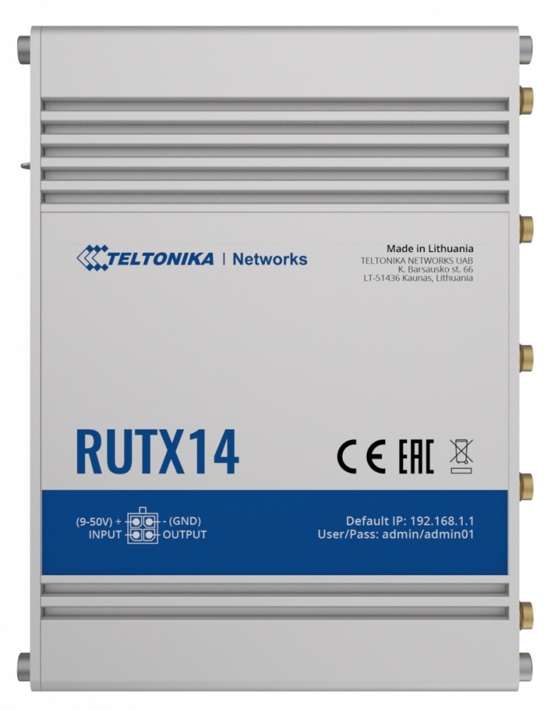 TELTONIKA IOT ROUTER RUTX14 2XLTE(CAT12)+ETH+WIFI Rūteris