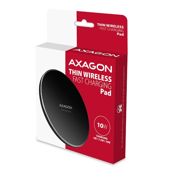 AXAGON WDC-P10T thin Wireless Fast Charging Pad, Qi 5/7.5/10W, micro USB Powerbank, mobilā uzlādes iekārta