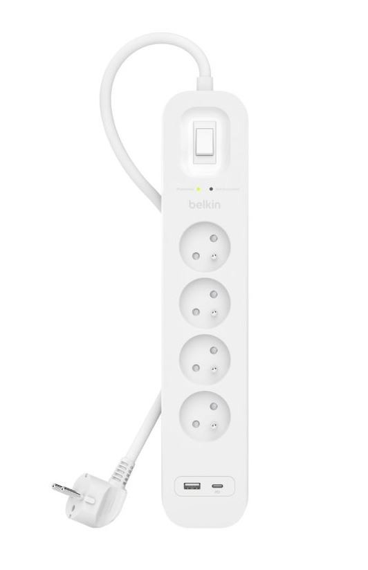 Surge Protector SurgePlus 4xFR 1xUSB-A 1xUSB-C 525J 2M elektrības pagarinātājs