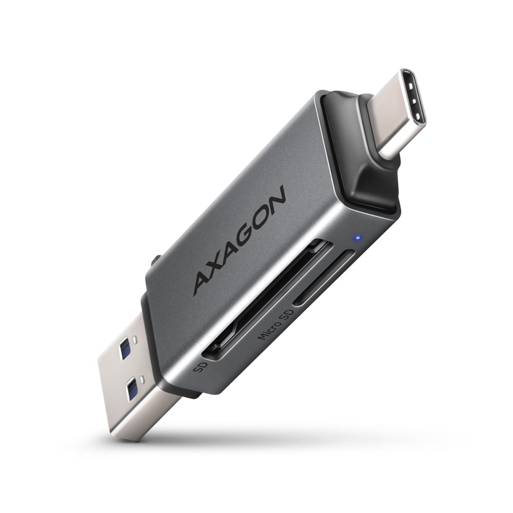 AXAGON CRE-DAC External USB 3.2 Gen1 Type-C+Type-A 2-slot SD/microSD USB Flash atmiņa