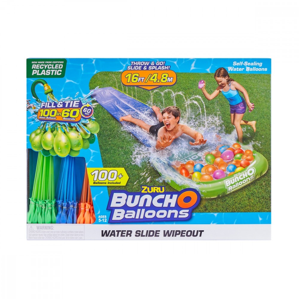 Water Slide Wipeout 1-lane, 3 set of water balloons 56317 (4894680012257) Rotaļu mājas un slidkalniņi