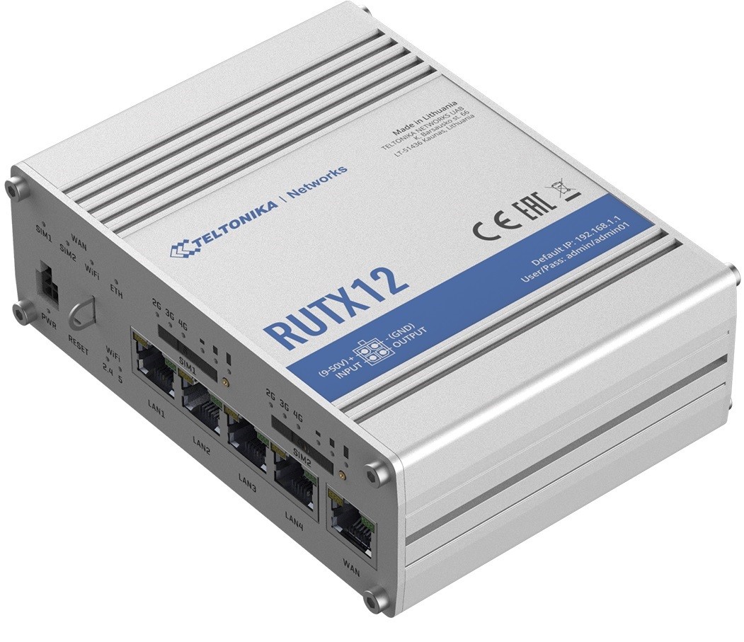 Router LTE RUTX12 (Cat 6), WiFi, BLE RUTX12 000000 (4779027312743) Rūteris