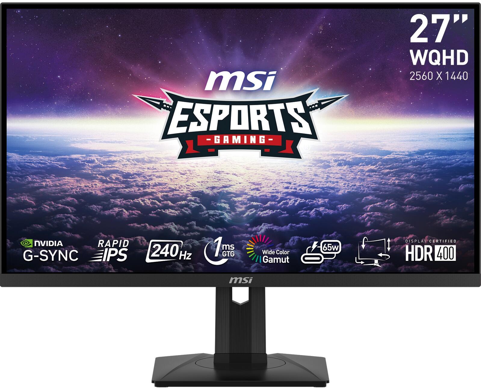 MSI G274QPXDE Gaming Monitor 69 cm (27 Zoll)(WQHD, Rapid IPS, 1ms, HDMI, DisplayPort, USB-C, 240Hz, DisplayHDR 400) monitors