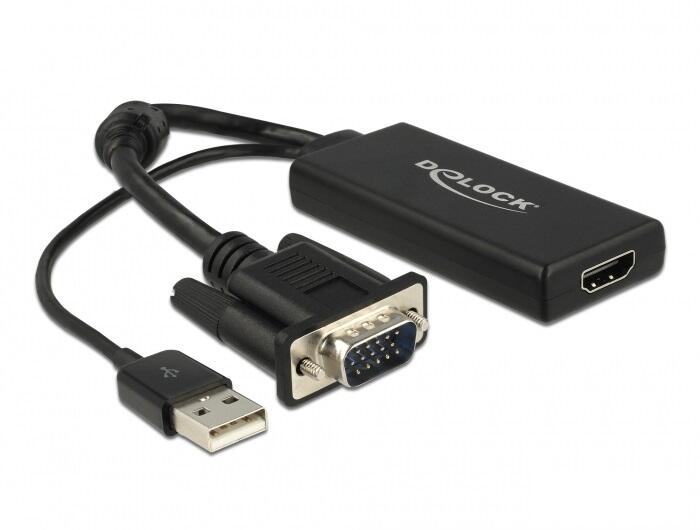 DeLOCK 0.25m VGA+USB2.0-A/HDMI VGA (D-Sub) + USB Black