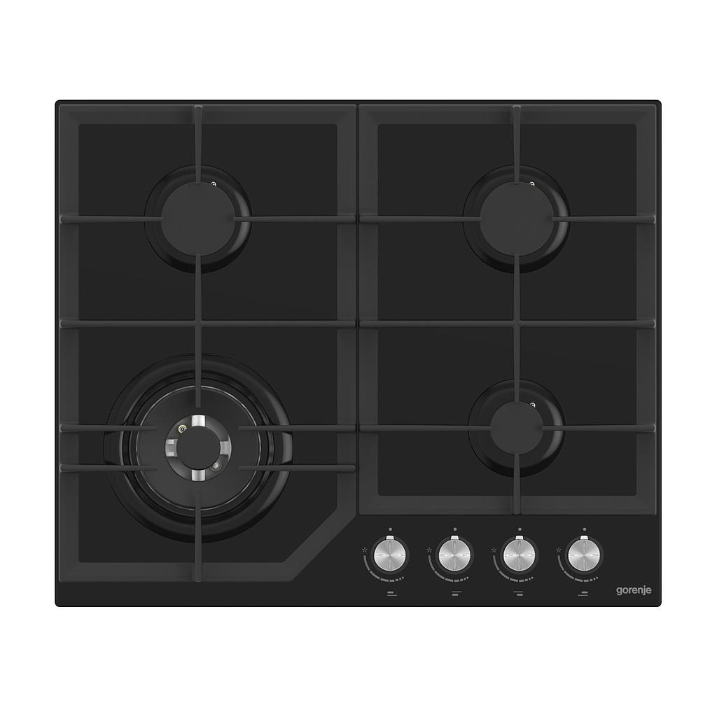 Gorenje Hob GTW641KB Gas on glass, Number of burners/cooking zones 4, Mechanical, Black plīts virsma