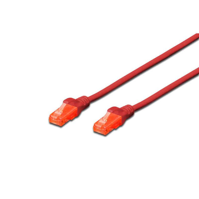 DIGITUS Premium CAT 6 UTP patch cable, Length 3,0m, Color red kabelis, vads